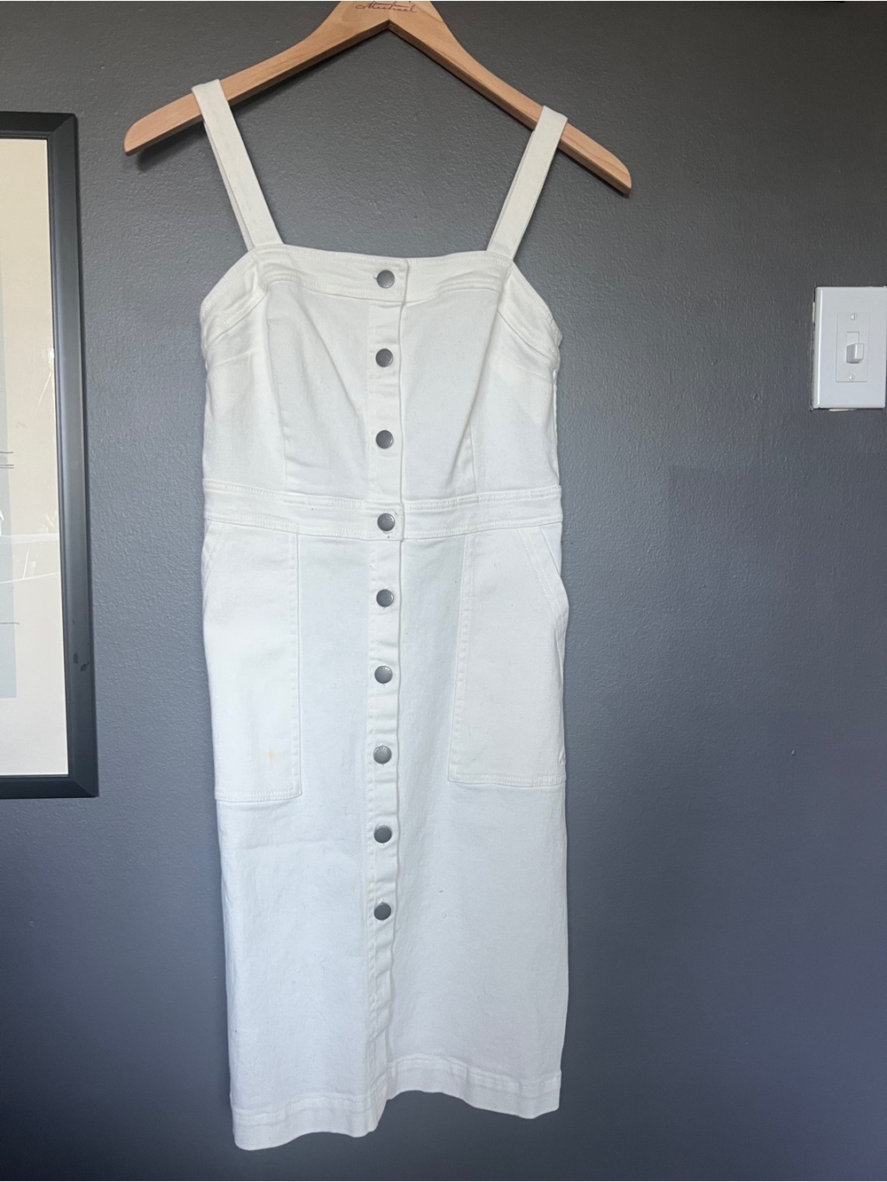 Barbour White Denim Button Front Midi Dress Size 4 NWOT